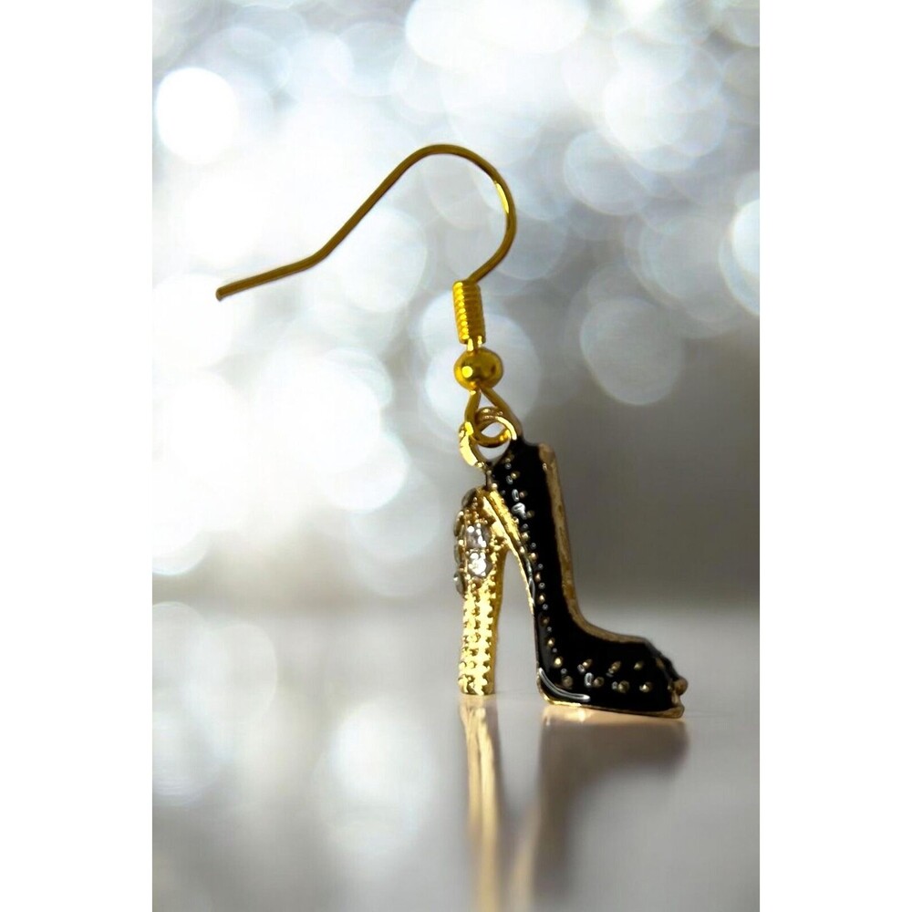 Vintage Style Women's High Heels Enamel Rhinestone Earrings Ear Accessories HOOK